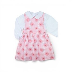 New Cecil And Lou Floral Heart Print Dress Set with Peter Pan Collar $43